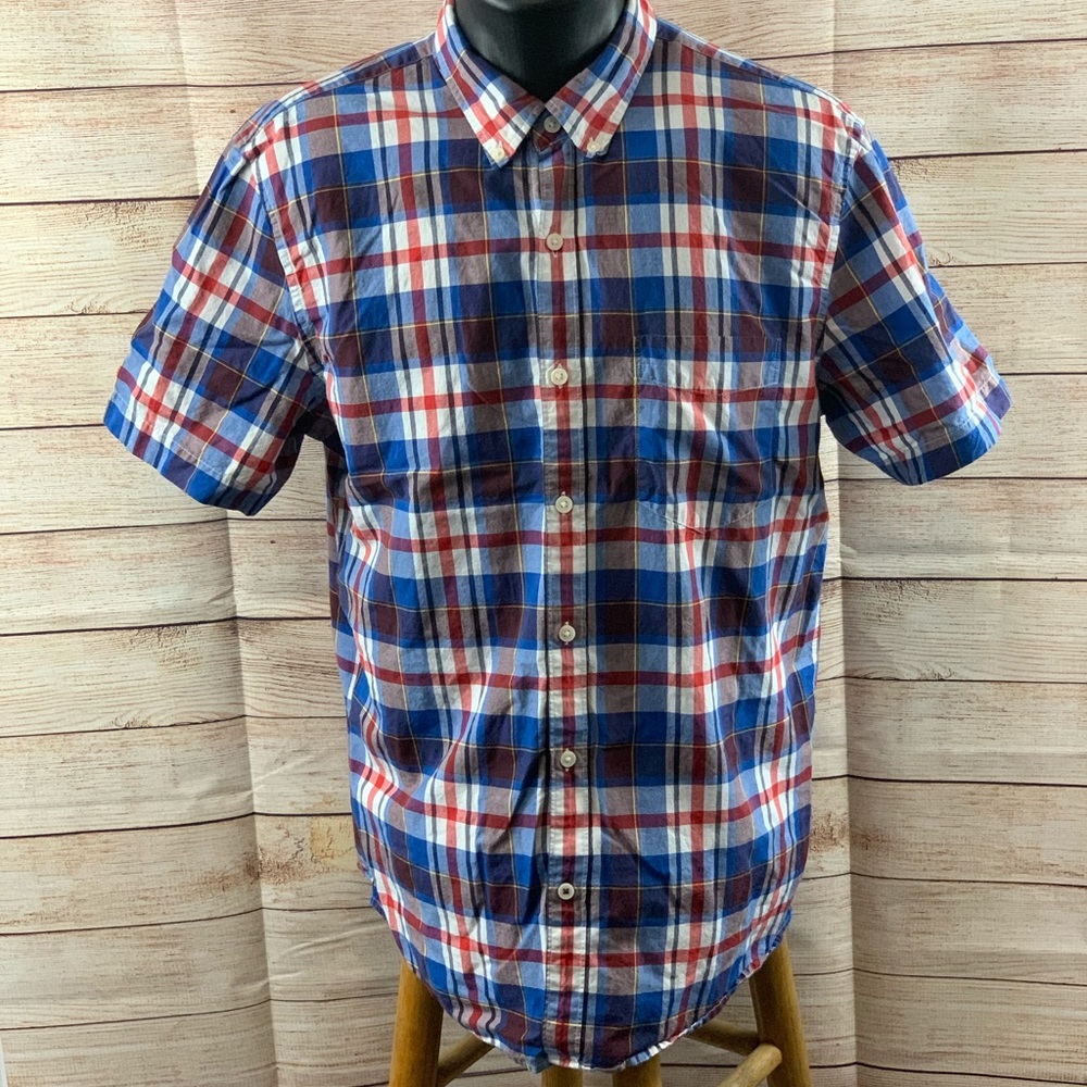 AEO Patriotic Colored Short Sleeve Button Down